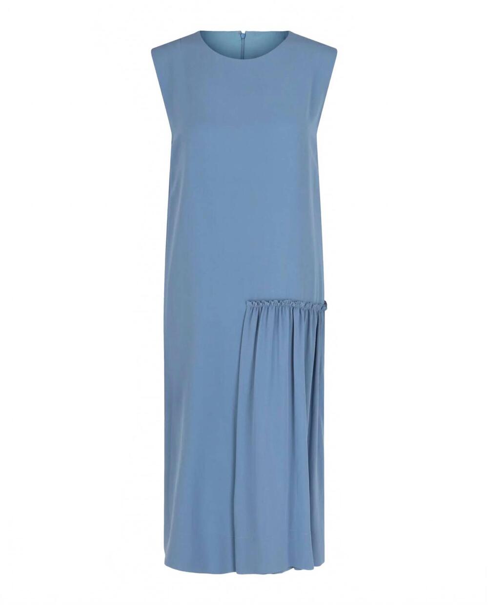 NEW SALVATORE FERRAGAMO women's sleeveless midi dress in light blue